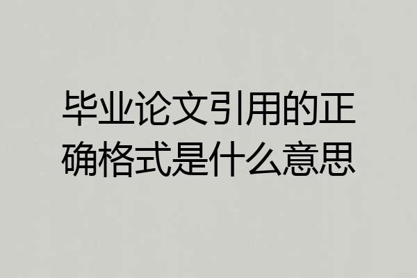 毕业论文引用的正确格式是什么意思