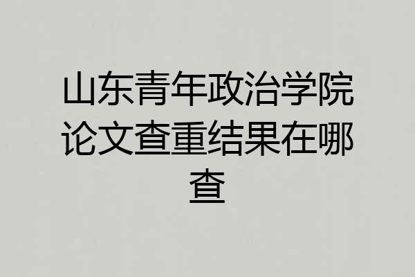山东青年政治学院论文查重结果在哪查