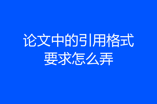 论文中的引用格式要求怎么弄