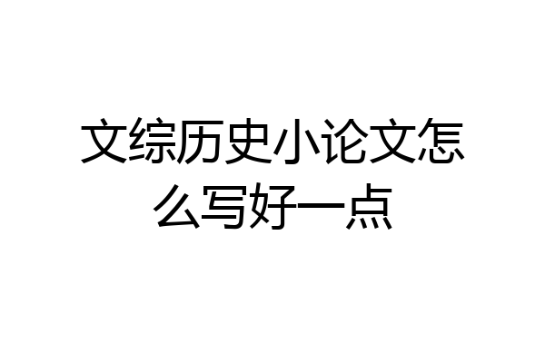 文综历史小论文怎么写好一点