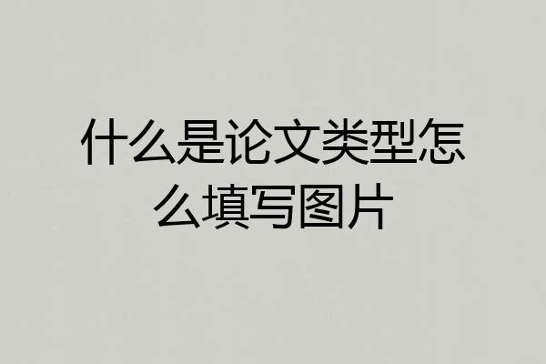 什么是论文类型怎么填写图片
