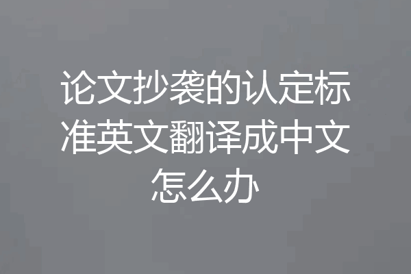 论文抄袭的认定标准英文翻译成中文怎么办