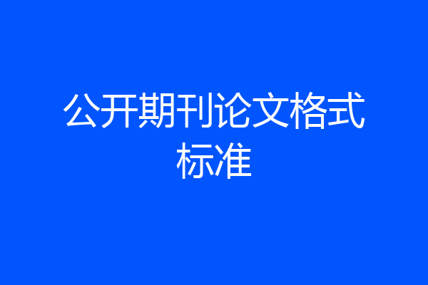 公开期刊论文格式标准
