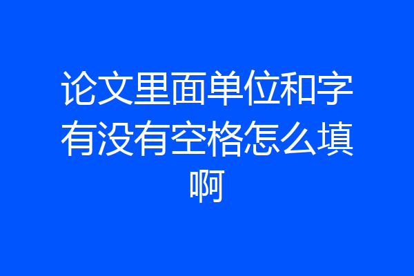 论文里面单位和字有没有空格怎么填啊