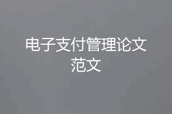 电子支付管理论文范文