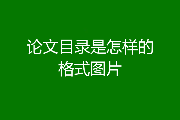 论文目录是怎样的格式图片