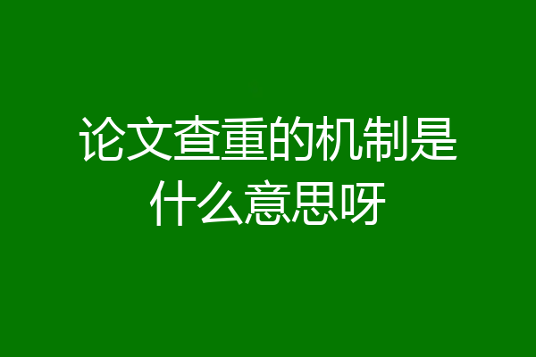 论文查重的机制是什么意思呀