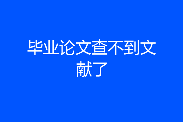 毕业论文查不到文献了