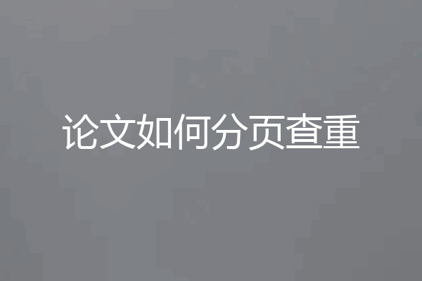 论文如何分页查重