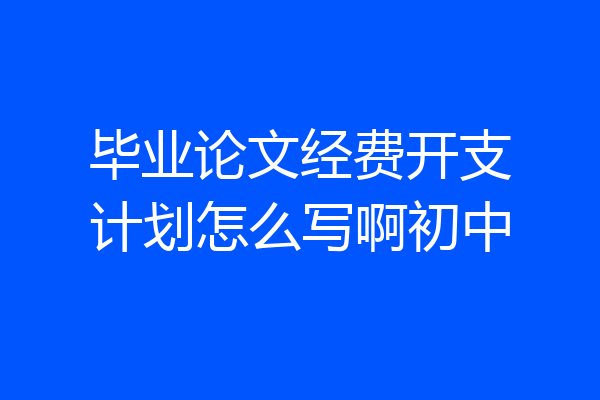 毕业论文经费开支计划怎么写啊初中