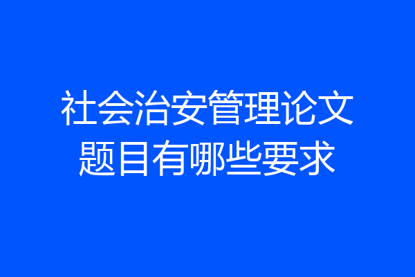 社会治安管理论文题目有哪些要求