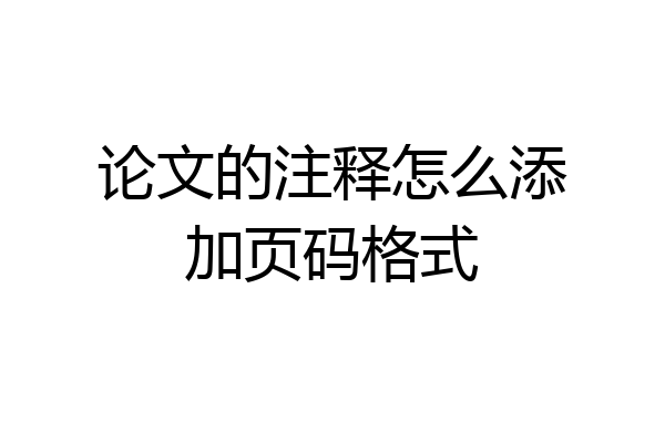 论文的注释怎么添加页码格式