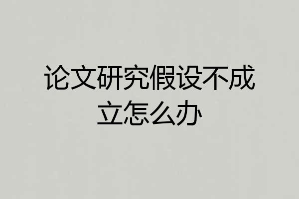 论文研究假设不成立怎么办