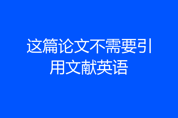 这篇论文不需要引用文献英语