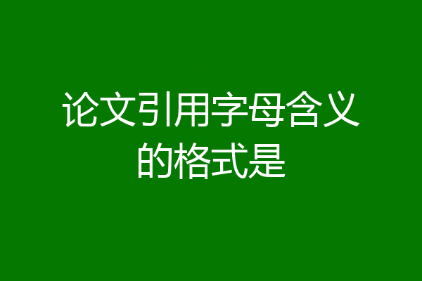 论文引用字母含义的格式是