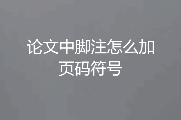 论文中脚注怎么加页码符号