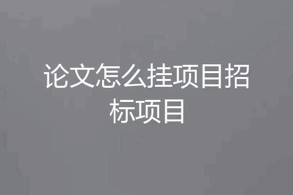 论文怎么挂项目招标项目