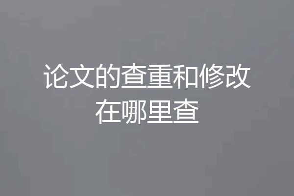论文的查重和修改在哪里查