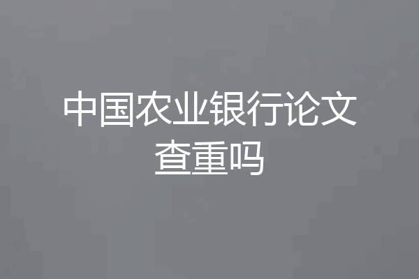 中国农业银行论文查重吗