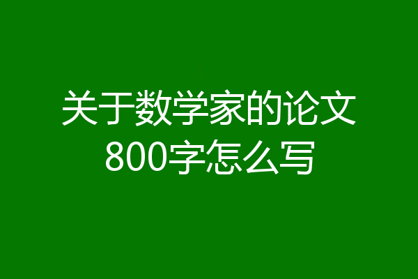 关于数学家的论文800字怎么写