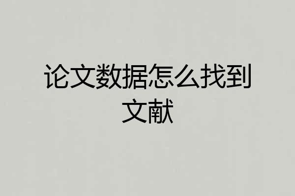 论文数据怎么找到文献