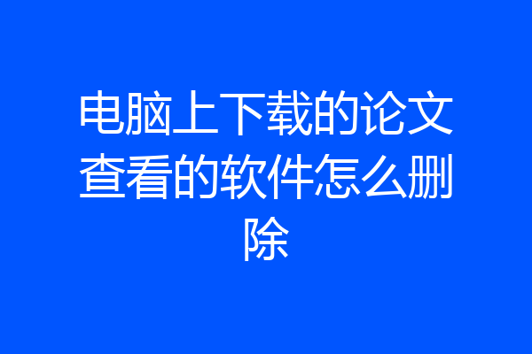 电脑上下载的论文查看的软件怎么删除