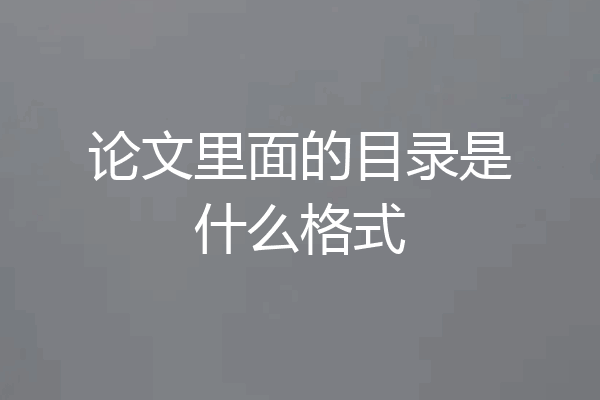 论文里面的目录是什么格式