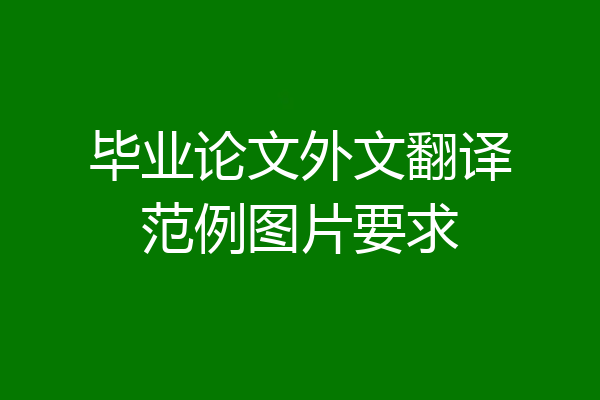 毕业论文外文翻译范例图片要求