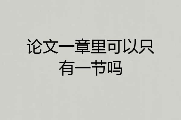 论文一章里可以只有一节吗