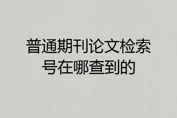 普通期刊论文检索号在哪查到的
