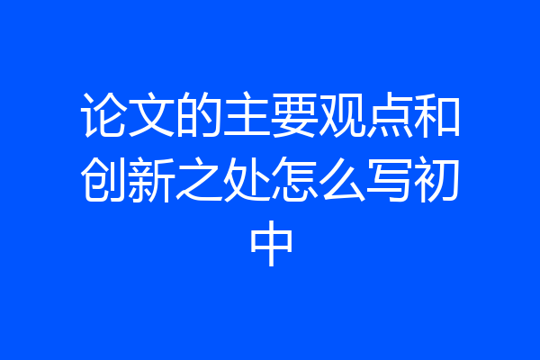 论文的主要观点和创新之处怎么写初中