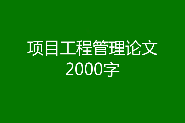 项目工程管理论文2000字