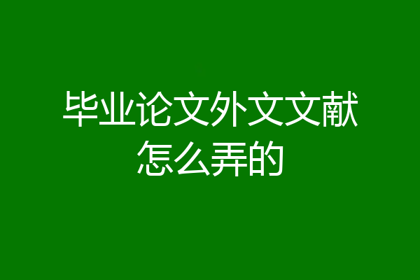 毕业论文外文文献怎么弄的