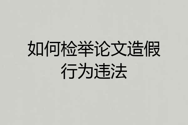 如何检举论文造假行为违法