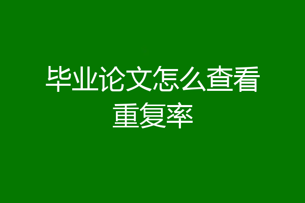 毕业论文怎么查看重复率