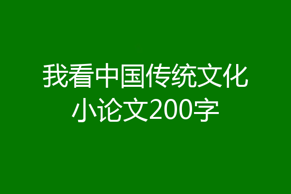 我看中国传统文化小论文200字