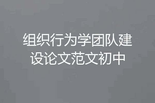 组织行为学团队建设论文范文初中