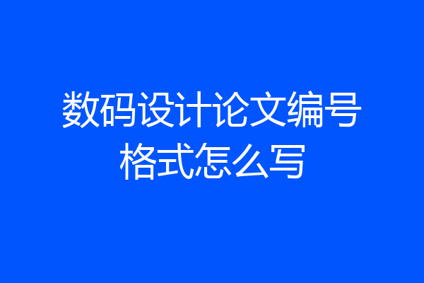 数码设计论文编号格式怎么写