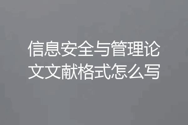 信息安全与管理论文文献格式怎么写