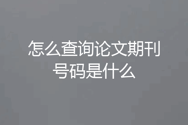 怎么查询论文期刊号码是什么