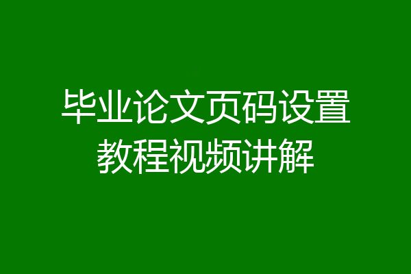 毕业论文页码设置教程视频讲解
