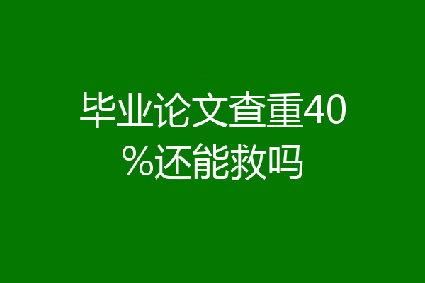 毕业论文查重40%还能救吗