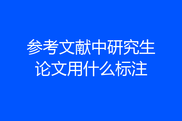 参考文献中研究生论文用什么标注