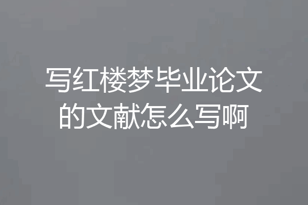 写红楼梦毕业论文的文献怎么写啊
