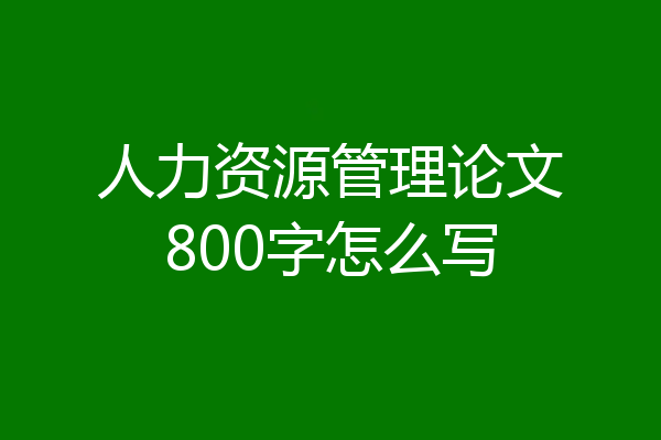 人力资源管理论文800字怎么写