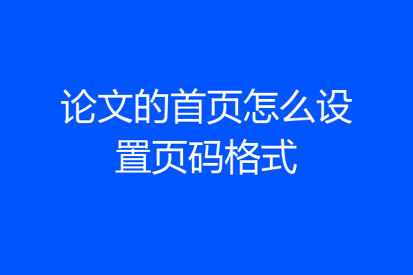 论文的首页怎么设置页码格式