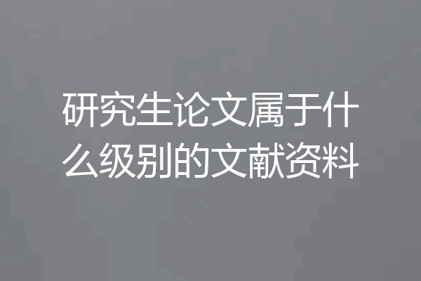 研究生论文属于什么级别的文献资料