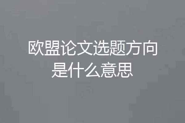 欧盟论文选题方向是什么意思