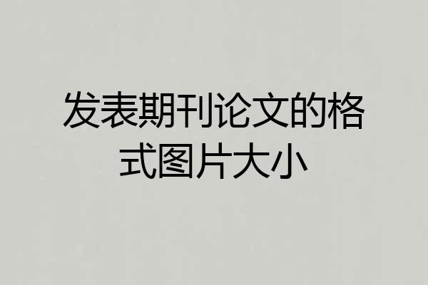 发表期刊论文的格式图片大小