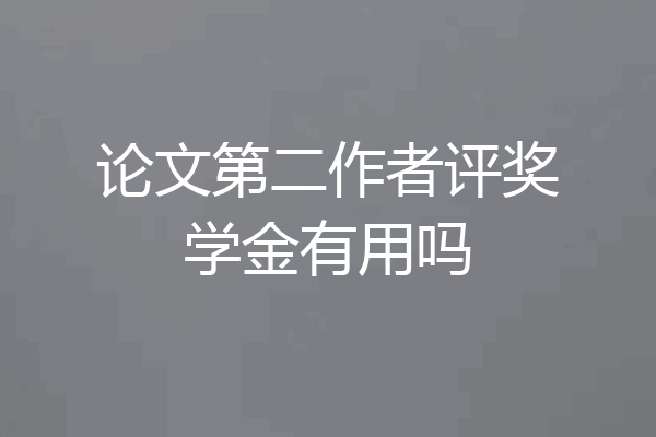 论文第二作者评奖学金有用吗